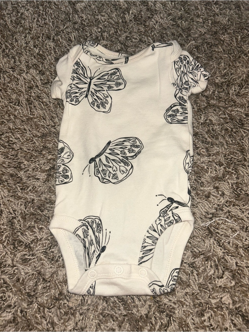 Carter's White Baby Bodysuit with Black Butterfly Print
